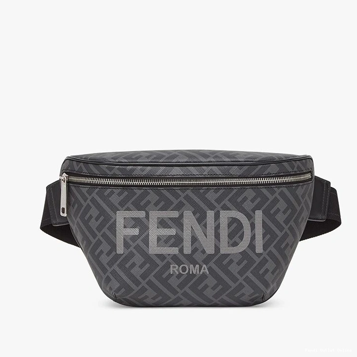 Bag ROMA Motif Belt FF In Fendi Fabric Black Logo 0708